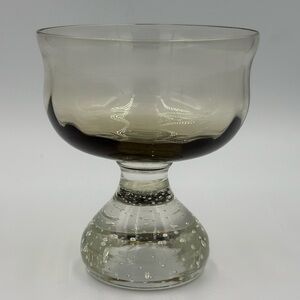 Vintage Carl Erickson Smokey Glass Compote with Controlled Bubble Base